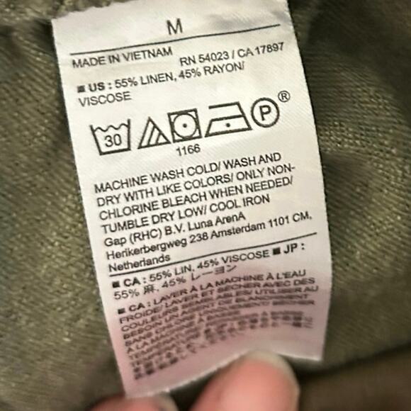 Banana Republic Women Wide Leg Crop Pants Linen Baggy Boho Army Green Medium - Picture 7 of 8